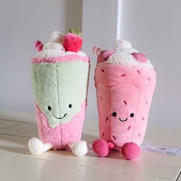 Jellycat Pink and Green Milkshake Stuffed Animals